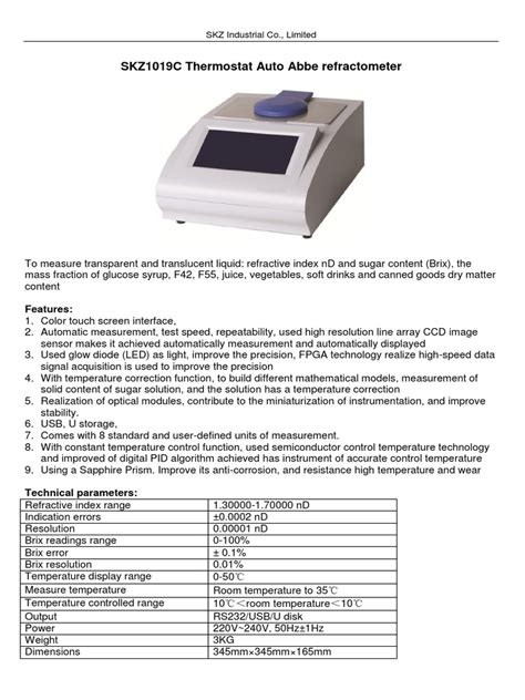 SKZ1019C Thermostat Auto Abbe refractometer 